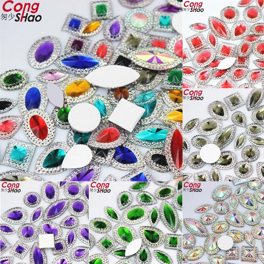 Cong Shao 100 фотоблестящая Смола Стразы отделка DIY Красочные камни для платья и