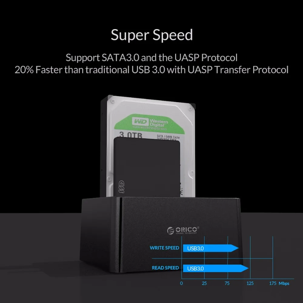 ORICO Dual Bay SATA к USB 3 0 внешняя док станция для жесткого диска 2 5/3 5 hdd с функцией