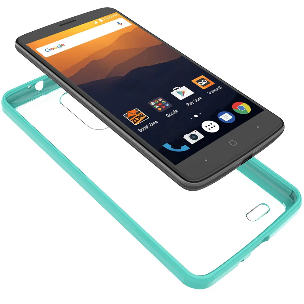 Ударопрочный тонкий жесткий акриловый чехол из ТПУ с рамкой для ZTE Max XL прозрачный