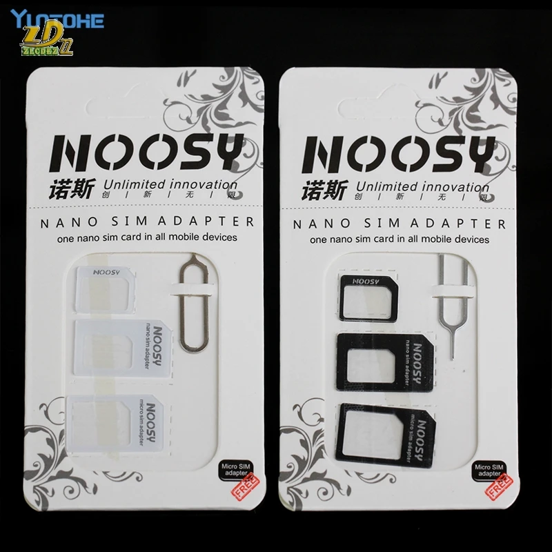 4 в 1 Noosy Nano sim-карта адаптер+ Micro sim карта s адаптер+ стандартный адаптер sim-карты+ штырьковый разъем для sim-карты для iPhone 3000 комплект