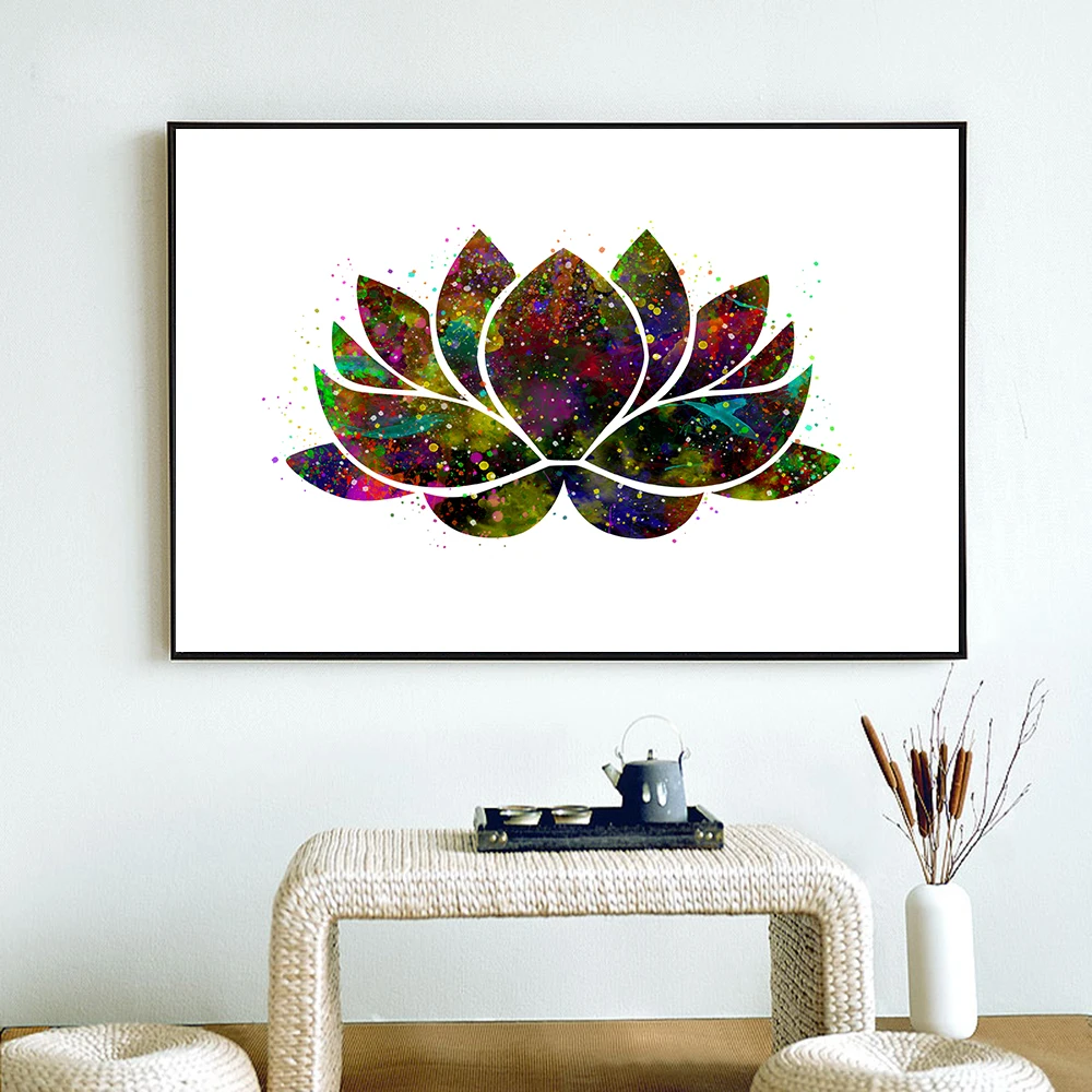 

Angel's Art Unframed Colorful Lotus Flower Print Modern Home Decoration Painting On Canvas