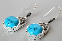 hot sell noble charm ladys 925 silver natural stone marcasite earrings 145