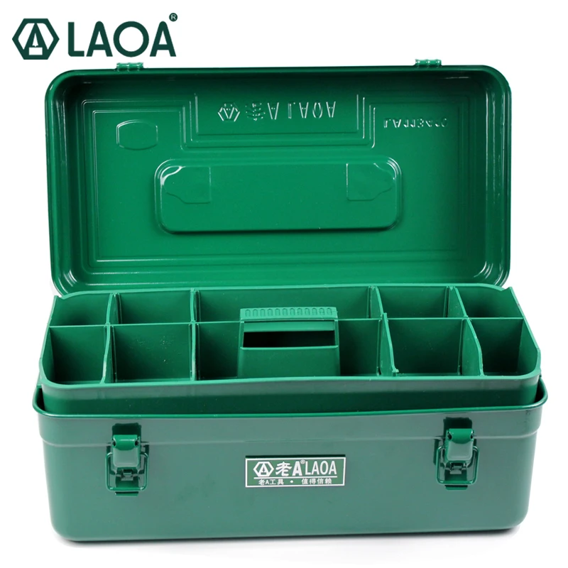 

LAOA Multifunction Thicken Iron toolkit Size(410*210*180mm) Professional repair ToolBox Household parts box