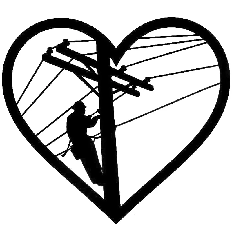 14 8 см * 13 4 модная виниловая наклейка в виде сердца Lineman Стикеры для автомобиля