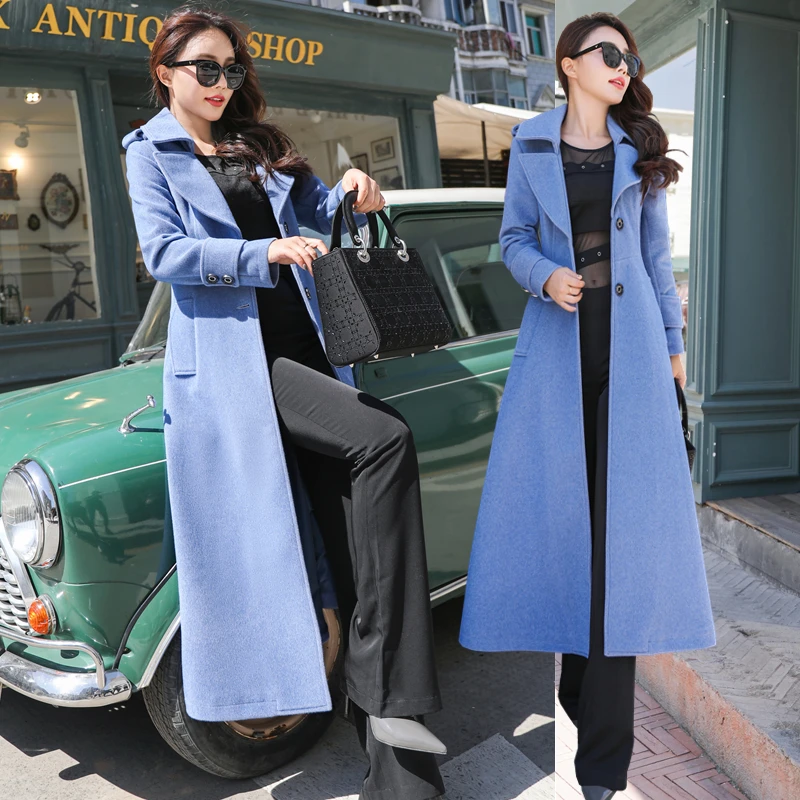 Длинное шерстяное плащ для женщин 2019 новые зимние корейские плотное пальто