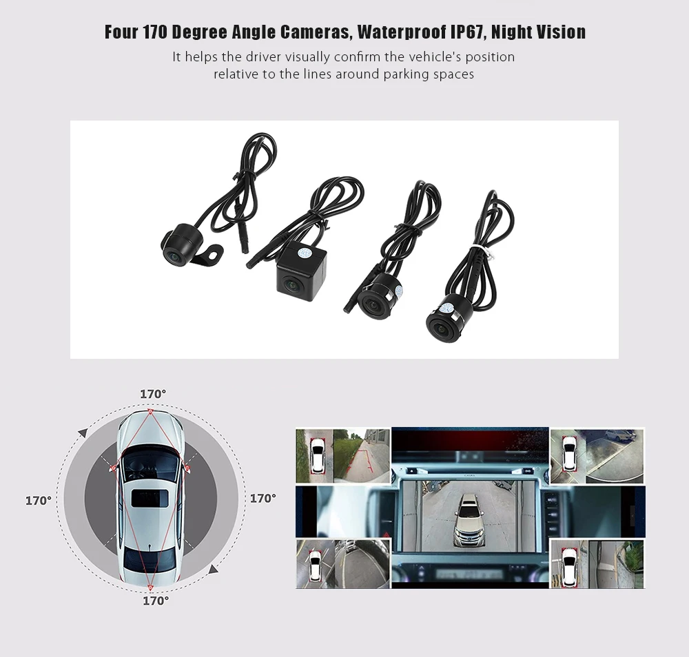 Universal 360Degree Panoramic Parking System Waterproof IP67 Bird View All Round Intelligent Monitor Car DVR | Автомобили и