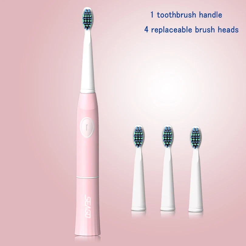 pink tooth brush SEAGO электрическая зубная щетка таймер для взрослых электрическая зубная щетка Водонепроницаемая щетка Зубная щетка ультразвуковая щетка E2 - Цвет: pink tooth brush