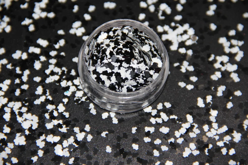 Стойкие к растворению черные и белые цвета Блестящие Блестки пайетки в виде