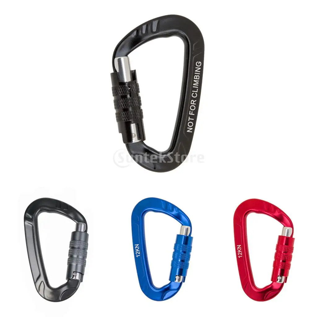 

12KN D Shape Aluminum Carabiner Screwgate Self Locking Snap Clip Keychain Hammock Hanging Climbing Backpack Hook Outdoor Buckle