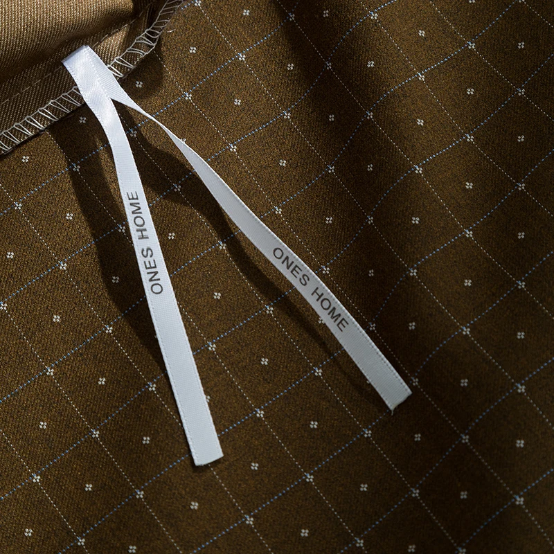 

Luxury Modern Business Style Bedding Sets Egyptian Cotton Plaid Print Bed Linens Queen King Size 4pcs Sheet Set 400 Thread Count