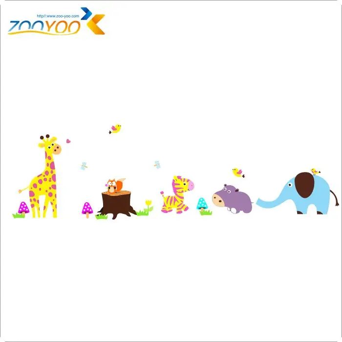 Джунгли диких животных Жираф наклейки на стену в виде слона для детской комнаты