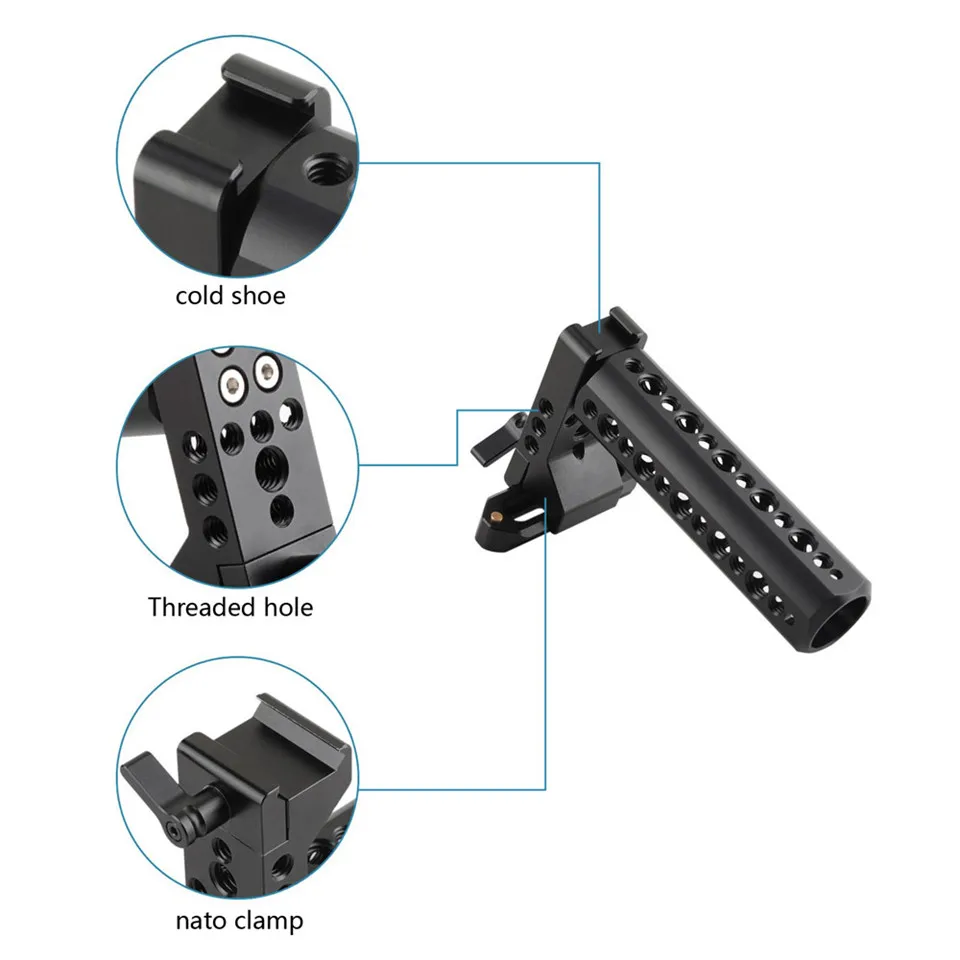 SmallRig Сырная ручка Nato ручка с 70 мм Nato Rail Холодный башмак 1/" и 3/8" резьбовое отверстие для DSLR камеры клетка ручка-2003