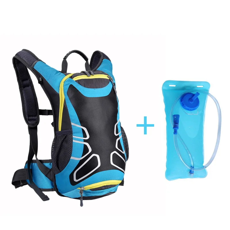 Waterproof Bicycle Backpack 15L MTB Mountain Bike Water Bag Nylon Cycling Hiking Camping Running Hydration Men's Women Backpack - Цвет: Blue water bag