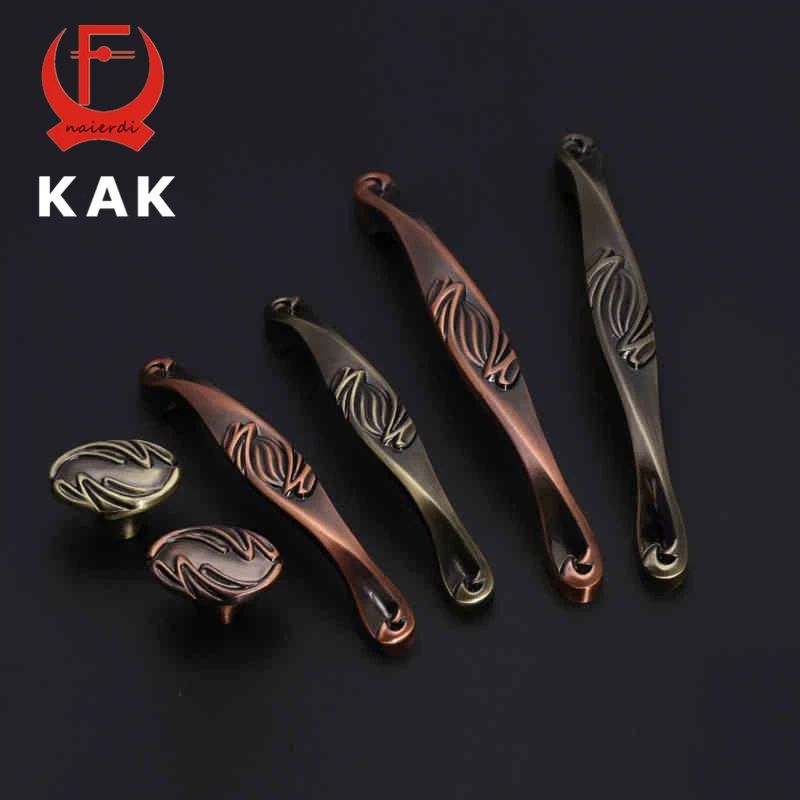 KAK 5 шт красные бронзовые винтажные ручки кухонные античные для шкафа дверные
