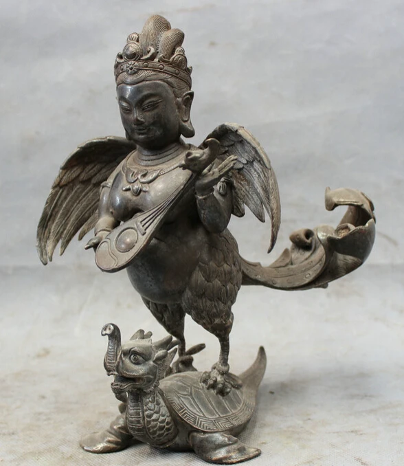 Песня voge Gem S4470 9 &quotКитайская Чистая Бронза Медь Garuda чечетка Будда езда статуя