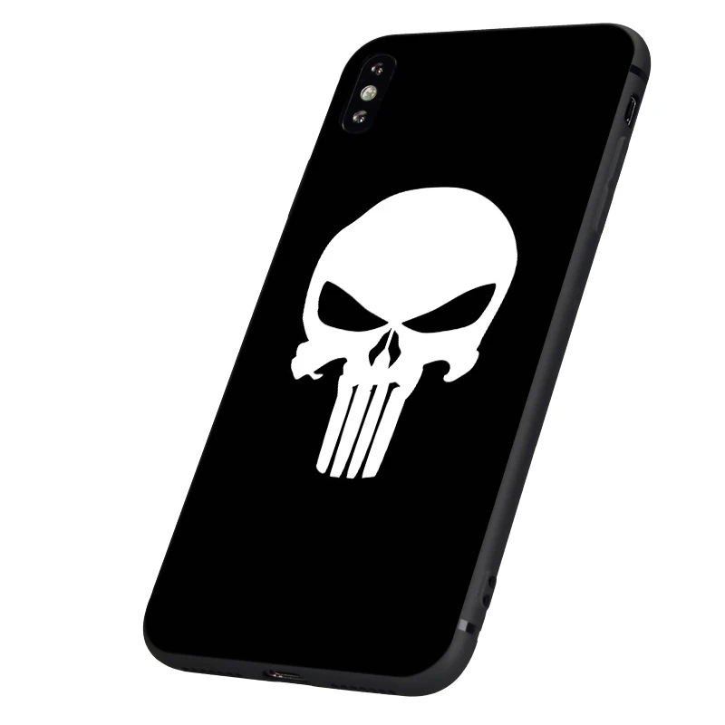 Черный чехол ТПУ для iphone 5 5s se 6 6s 7 8 plus x 10 чехол силиконовый чехол для iphone XR XS MAX чехол Каратель