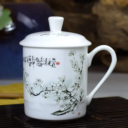 Керамическая чашка с крышкой фарфоровая для воды/напитков/кофе/чая от