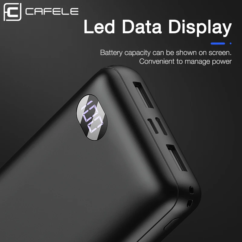 Cafele power Bank 20000 мАч светодиодный дисплей портативное зарядное устройство внешний