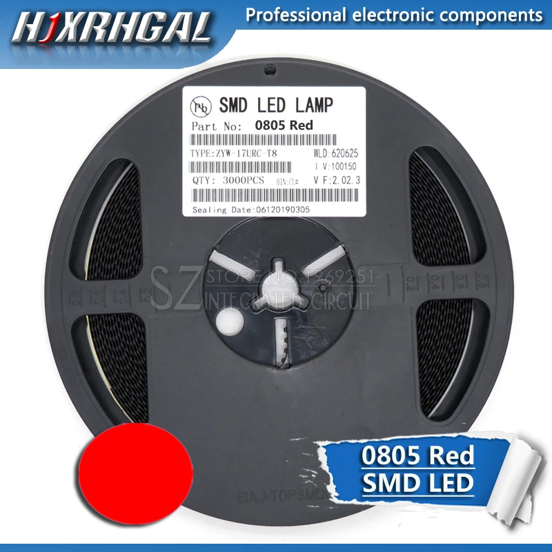 1 Катушка 3000 шт. красные светодиодные диоды 0805 SMD новый и оригинальный hjxrhgal |