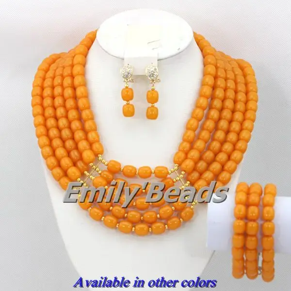 Набор ювелирных изделий из бисера 5 слоев оранжевый/розовый|coral beads jewelry set|beaded