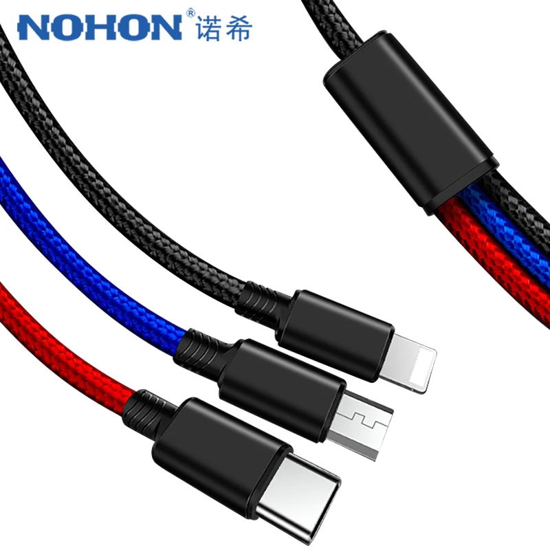 NOHON все 3 в 1 Micro usb type C зарядное устройство с интерфейсом Lightning Кабель для iPhone 7 8 6 6s