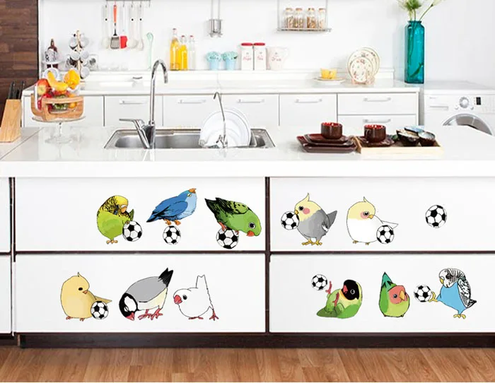 [Fundecoration] diy домашний декор птицы попугаи играющие настенные наклейки на тему