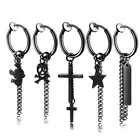 1 пара 2 шт. черная титановая сталь, без дырочек для ушей, мужские и женские кисточкой серьги модные с изображением крестообразной звезды серьги-клипсы для мальчиков и девочек, модное ювелирное изделие