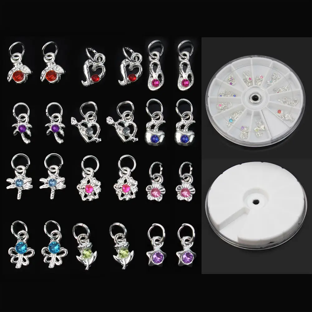 24 шт. 3D Стразы свисающие сережки Подвески акриловые УФ гель для ногтей декором