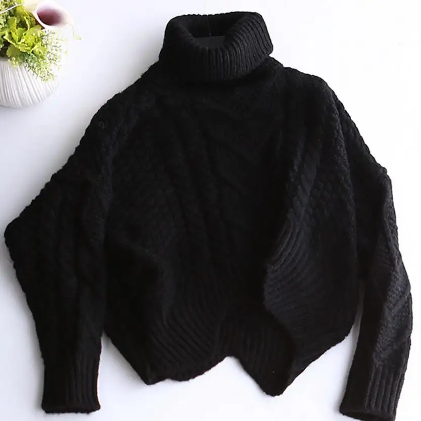 

Autumn and winter turtleneck sweater loose new irregular twist fashion women pullovers