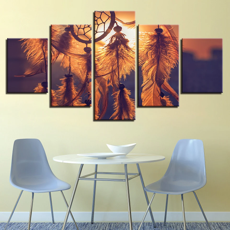 

HD Painting Printed Wedding Decoration Picture Modern Unframed 5 Panels Sunset Landscape For Living Room High Quality Canvas