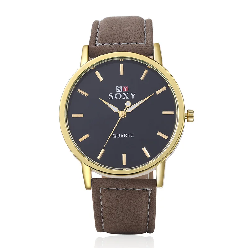 

SOXY Brand Fashion Men Necessary Business Watch Luxury Gold Watches Casual Leather Quartz Watch Analog Watch Relogio Masculino