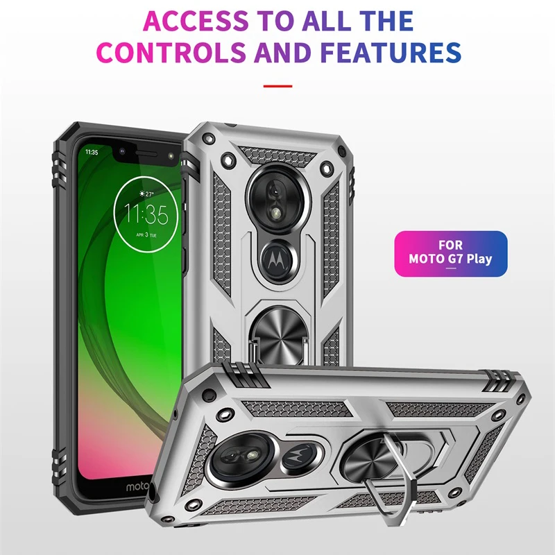 Чехол для MOTOROLA Moto G7 Play защитный чехол кольцо с полной защитой магнитный держатель