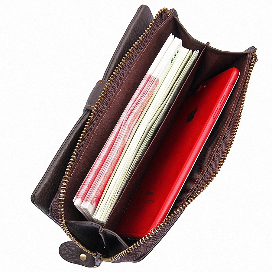 

Vintage Crazy Horse Handmade Leather Men RFID Wallet Multi-Functional Cowhide Card Holder Genuine Leather Wallet For Men LI-1977