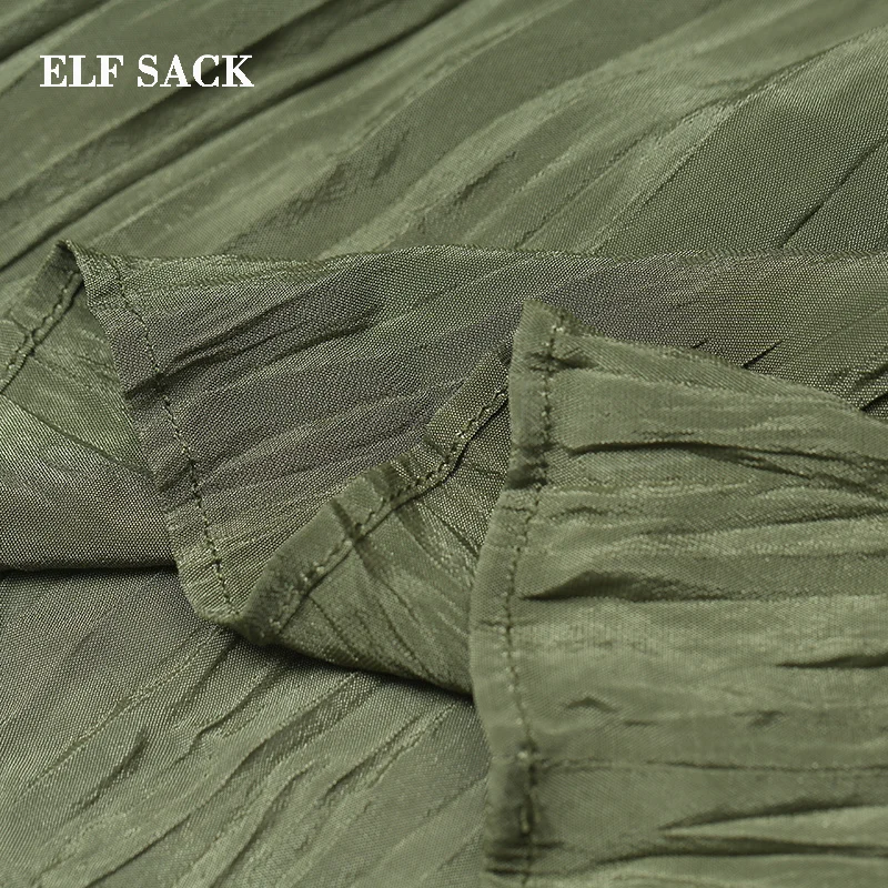Женские винтажные брюки ELF SACK серо зеленые свободые с широкими штанинами со