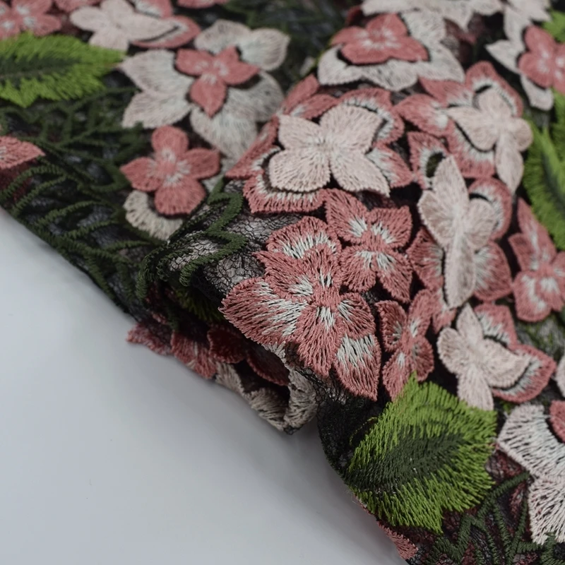 Горячая Распродажа Hydrangeas Сетчатое вышитое кружево ткань для платья высокое