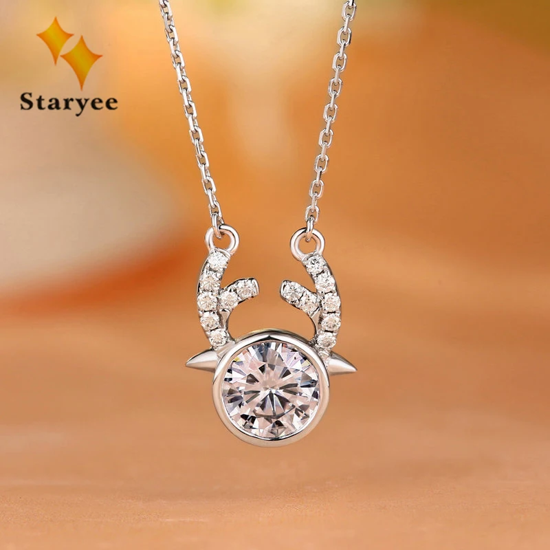 Прекрасный олень Moissanite алмазный кулон ожерелье 1CT VS G Charles Colvard драгоценный камень