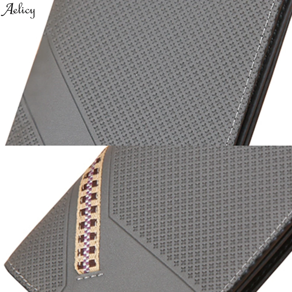 High Quality PU Patchwork Mini New Men Fashion Solid Color Open Multi Card Position Wallet Interior Zipper Pocket Square 2019 | Багаж и