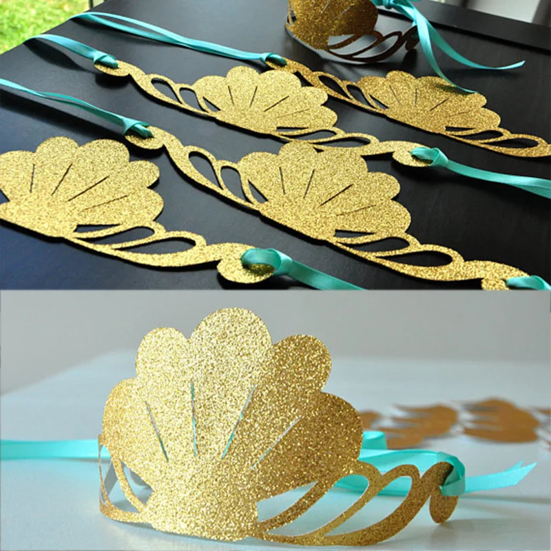 

Mermaid Theme Party Hats for Kids Adult Happy Birthday Party Favor Decoration Baby Shower Weeding Shell Crown Paper Party Hats