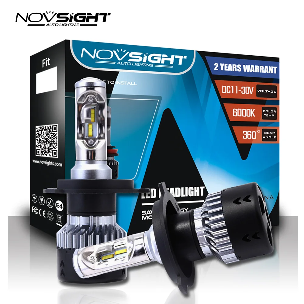 NOVSIGHT 2 шт. H1 led h7 voiture фары лампы 10000lm лампа с объективом h11 светодиодные 6000k 9005 9006 H4 12V