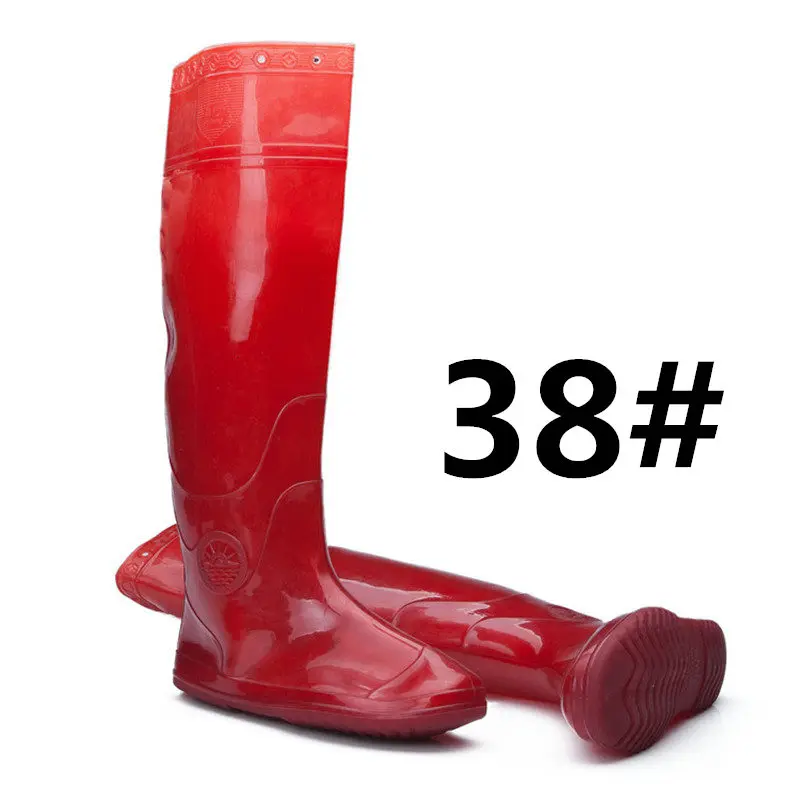 Red 38 Высокие камуфляжные рыболовные болотные сапоги из ПВХ, износостойкие, для охоты, рыбы, сапоги для рыбалки, обувь унисекс, многофункциональные рыболовные сапоги - Цвет: Red 38