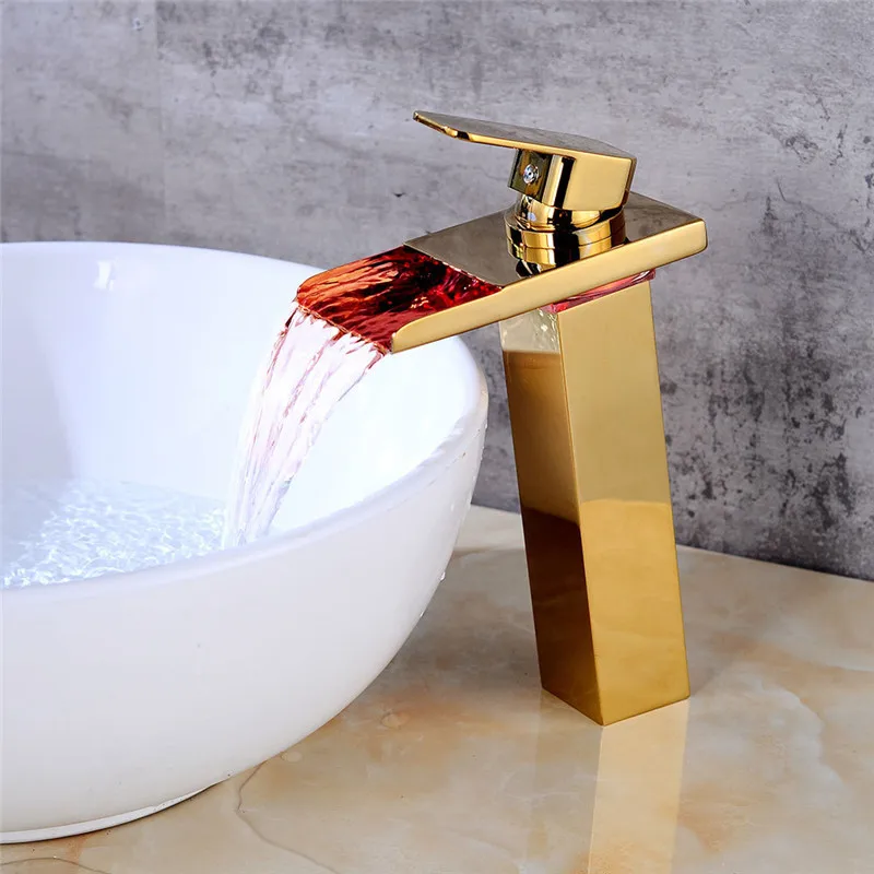 Смесители для ванной комнаты со светодиодной подсветкой латунные краны раковины