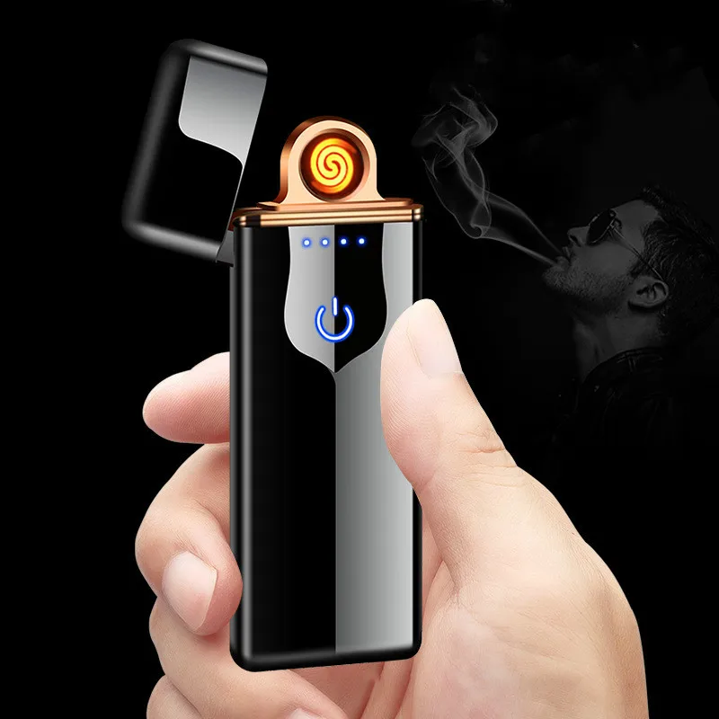Фото Новинка USB зарядка сенсорная Индукционная тонкая перезаряжаемая зажигалка Новинка USB зарядка сенсорная Индукционная тонкая перезаряжаемая зажигалка