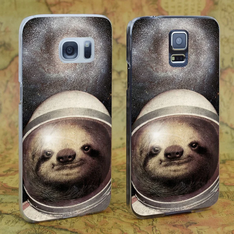 E1263 Space Sloth Transparent Hard PC Case Cover For Samsung Galaxy Note S 3 4 5 6 7 8 9 Mini Edge Plus |