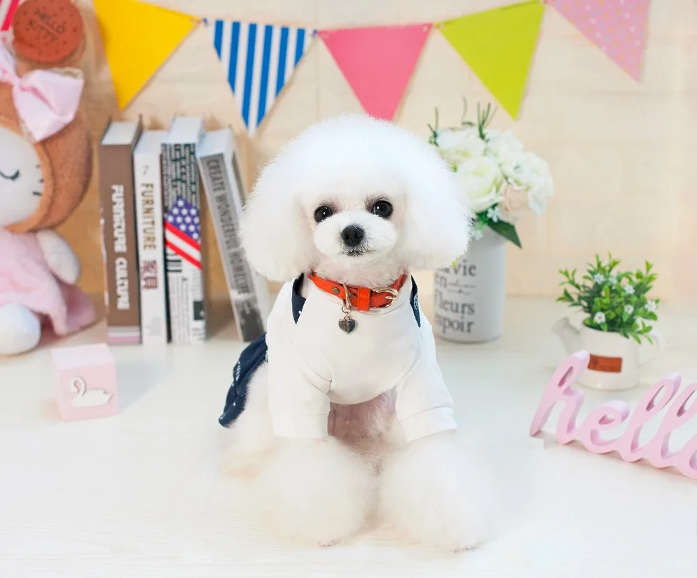 Собаки Cat темно-Форма юбка Pet Puppy Dog хлопковое платье костюм одежды платье новые летние питомцев Чихуахуа Йорки