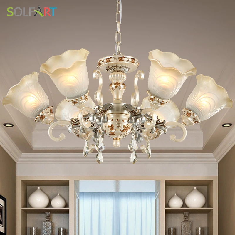 Люстры стекло Хрустальное освещение классический стиль лампа для столовой блеск