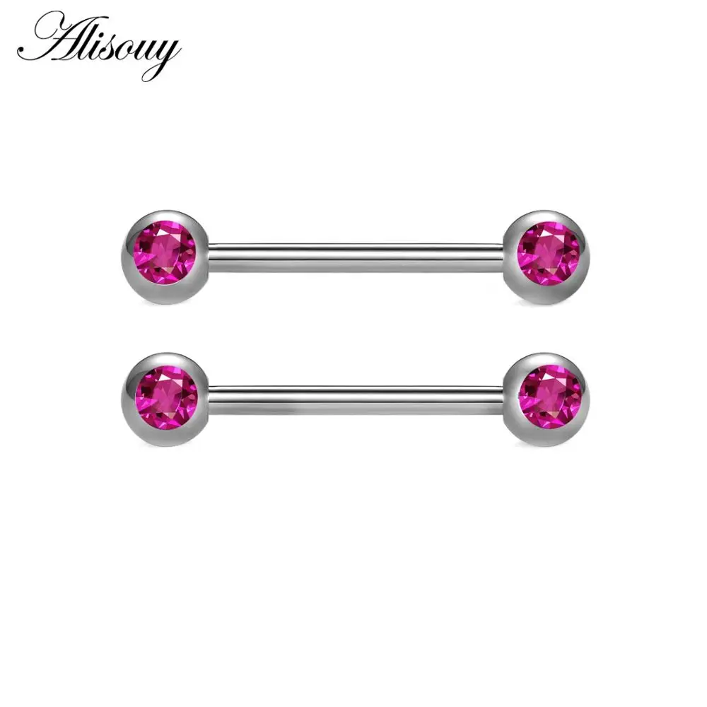 Rose Red Alisouy 1 шт. внутренняя резьба из нержавеющей стали штанга для языка пирсинг сосков язык прямые Серьги-штанги кольца ювелирные изделия для тела - Окраска металла: Rose Red