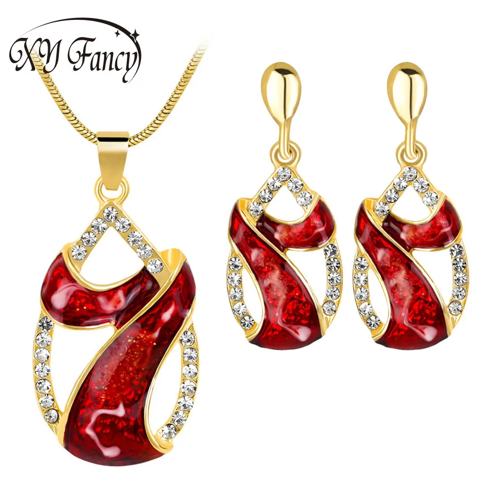 Sangdo Новая мода золото цветной комплект ювелирных изделий Кристалл водослива