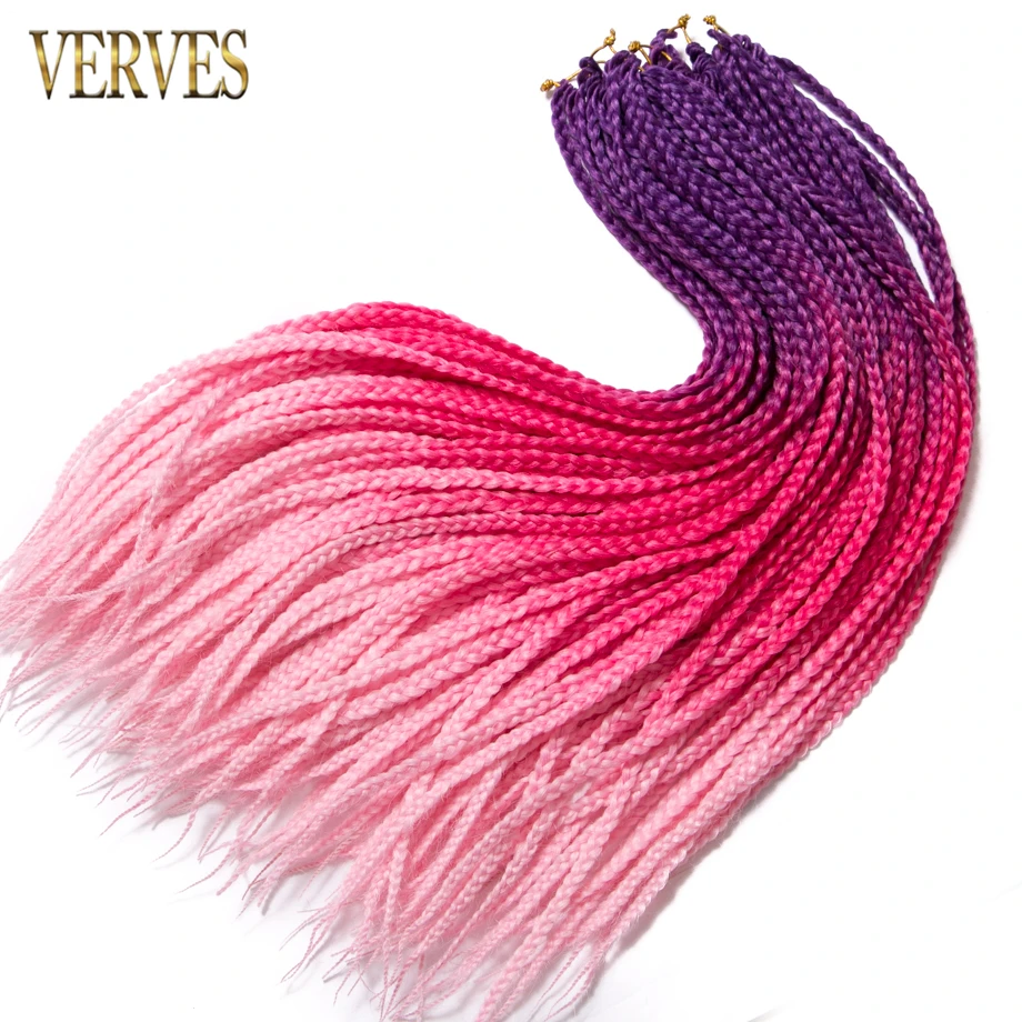 

VERVES Crochet braids 7 pack 24 inch box braid 22 Roots/pack Ombre Synthetic Braiding Hair extension heat resistant Fiber braids