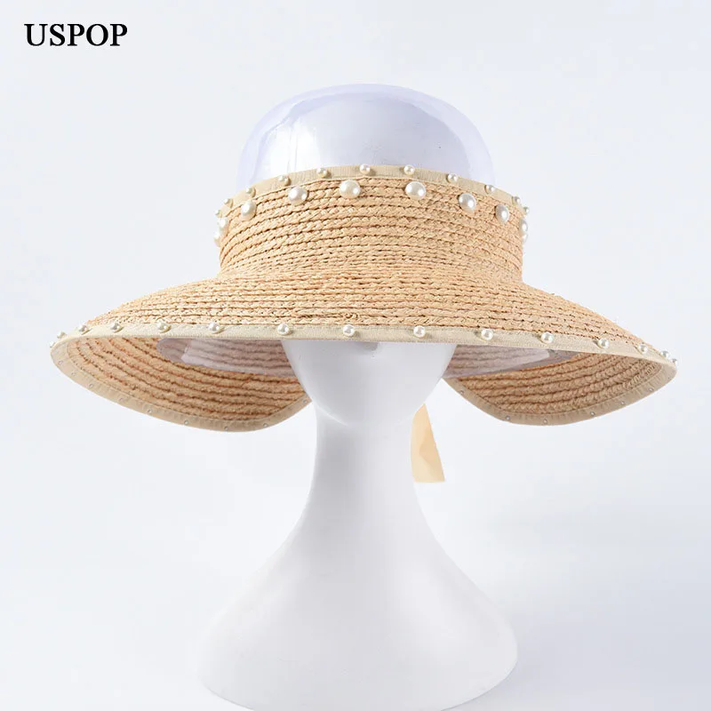 Шляпка от солнца USPOP из рафии женская модная Панама ручной работы с широкими
