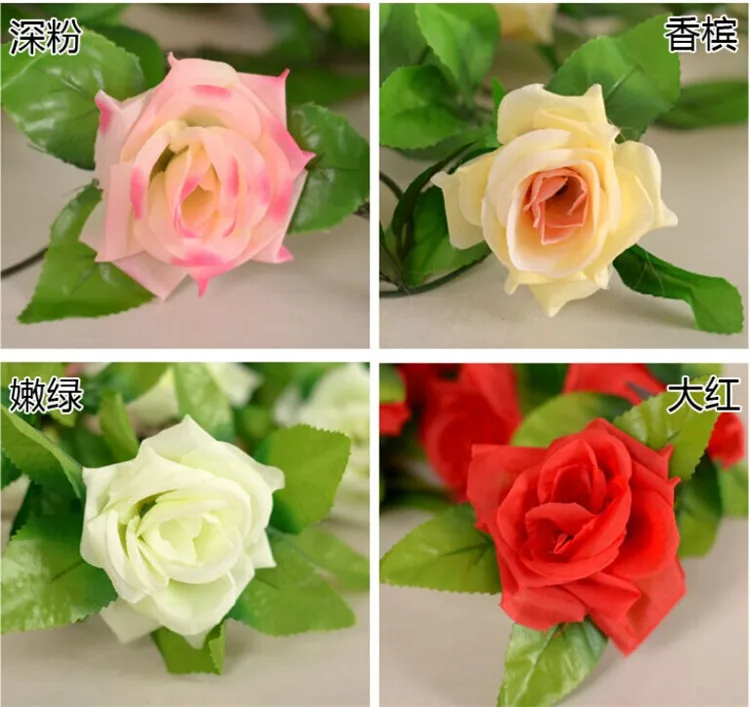 2.45m Simulation Big Roses Cane Silk Flower Pipe Restaurants Balcony Decoration Door Lintel Romantic Wedding | Дом и сад